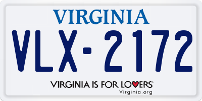 VA license plate VLX2172