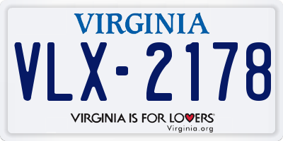 VA license plate VLX2178