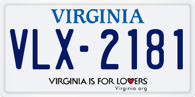 VA license plate VLX2181