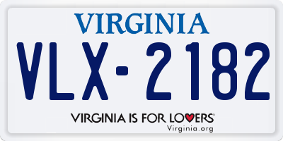 VA license plate VLX2182