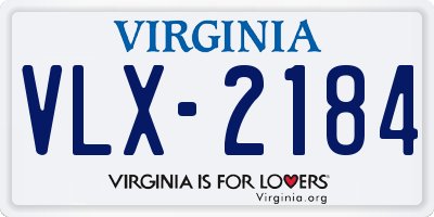 VA license plate VLX2184