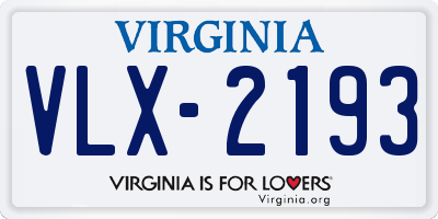 VA license plate VLX2193