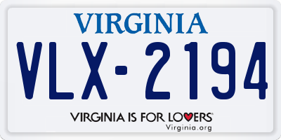 VA license plate VLX2194