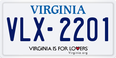 VA license plate VLX2201