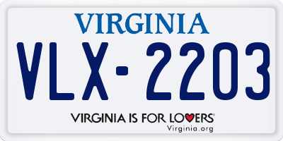 VA license plate VLX2203