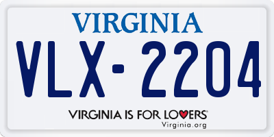 VA license plate VLX2204