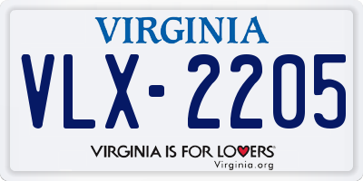 VA license plate VLX2205