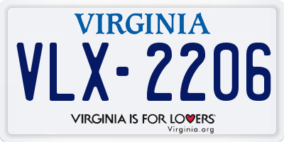 VA license plate VLX2206