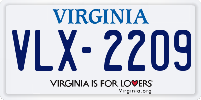 VA license plate VLX2209