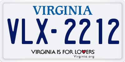 VA license plate VLX2212