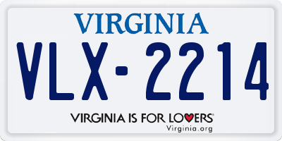 VA license plate VLX2214