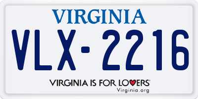 VA license plate VLX2216