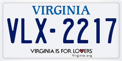 VA license plate VLX2217