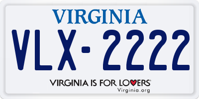 VA license plate VLX2222