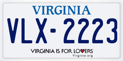 VA license plate VLX2223