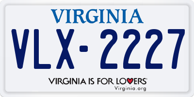 VA license plate VLX2227