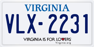 VA license plate VLX2231