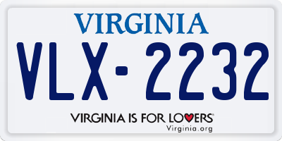 VA license plate VLX2232