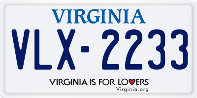 VA license plate VLX2233