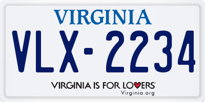 VA license plate VLX2234