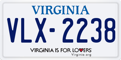 VA license plate VLX2238