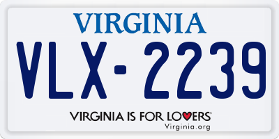 VA license plate VLX2239