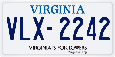 VA license plate VLX2242