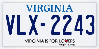 VA license plate VLX2243