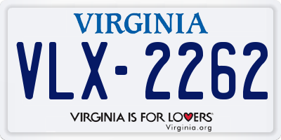 VA license plate VLX2262