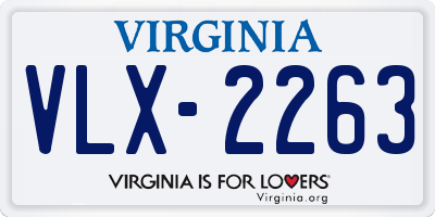 VA license plate VLX2263