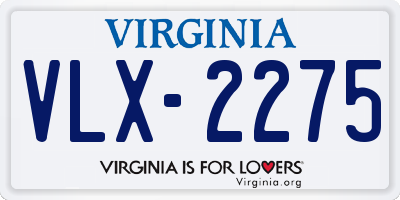 VA license plate VLX2275