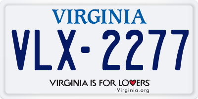 VA license plate VLX2277