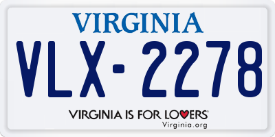 VA license plate VLX2278