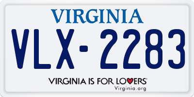 VA license plate VLX2283