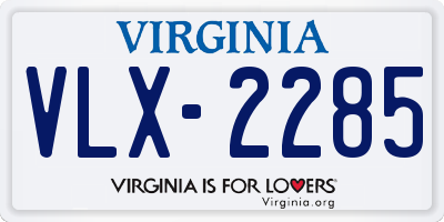 VA license plate VLX2285