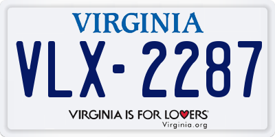 VA license plate VLX2287