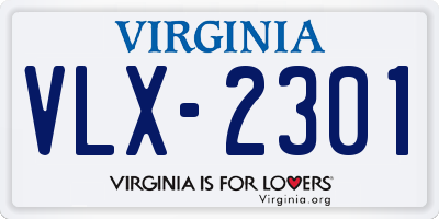 VA license plate VLX2301