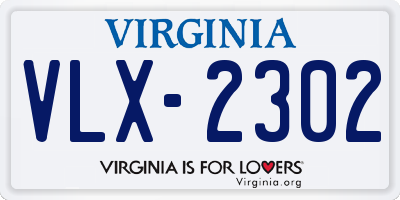 VA license plate VLX2302