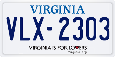 VA license plate VLX2303