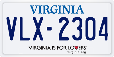 VA license plate VLX2304