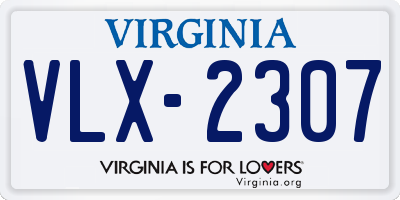 VA license plate VLX2307