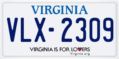 VA license plate VLX2309