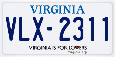 VA license plate VLX2311