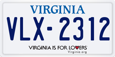 VA license plate VLX2312