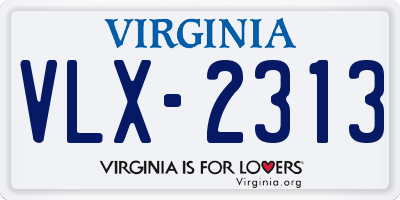 VA license plate VLX2313