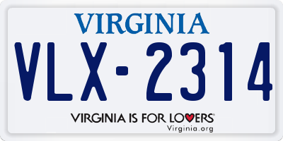 VA license plate VLX2314