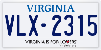 VA license plate VLX2315