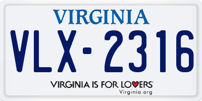 VA license plate VLX2316