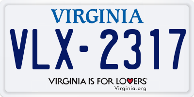 VA license plate VLX2317