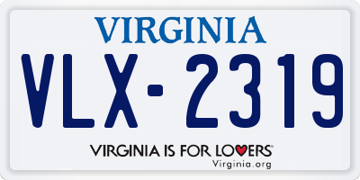 VA license plate VLX2319